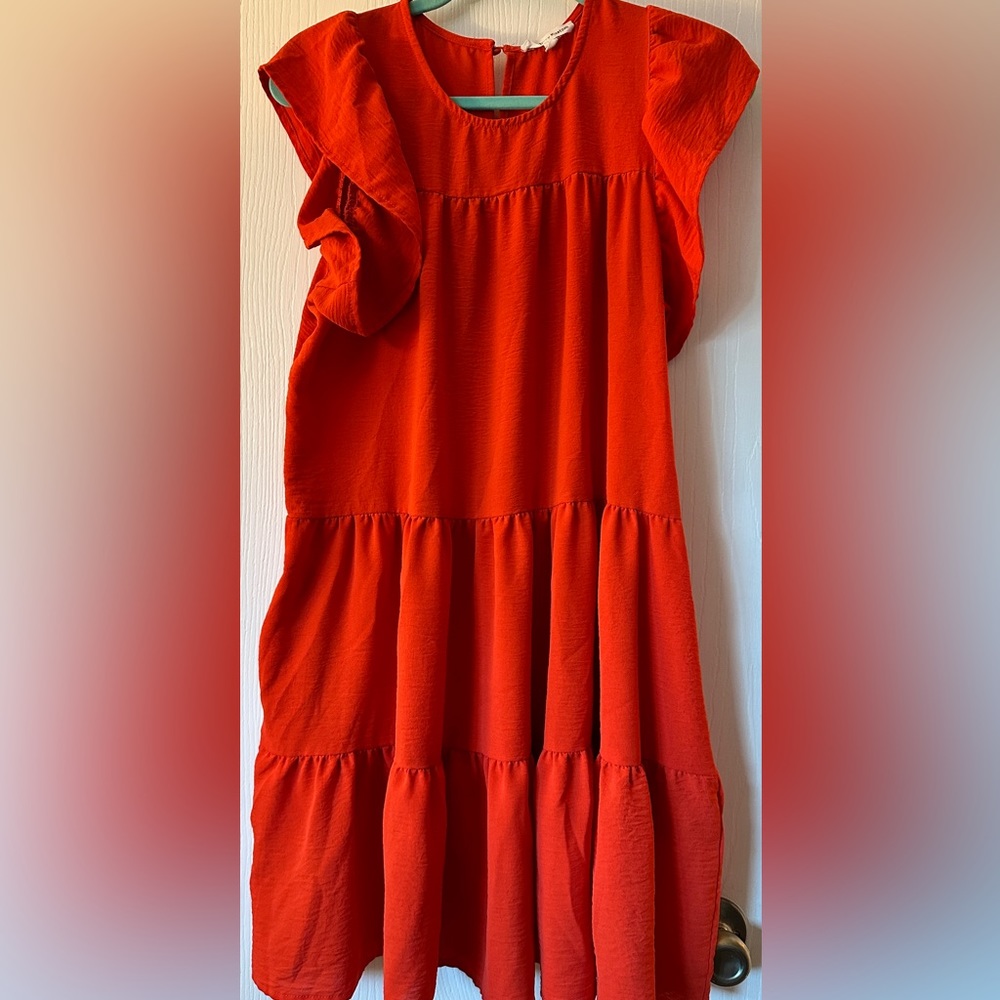 Newbury Kustom Orange midi dress short sleeve size medium. So adorable!